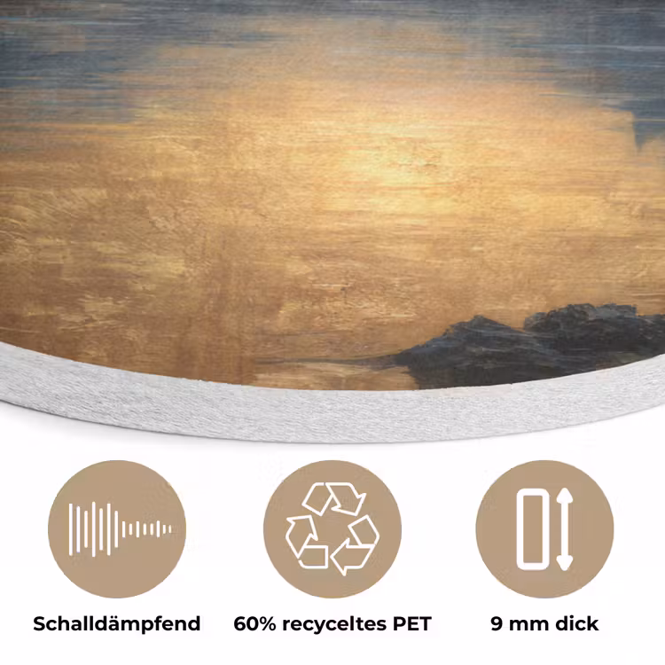 Berglandschap met Gouden Zonsondergang Akoestische PET Vilt - Rond klein -closeup_DE