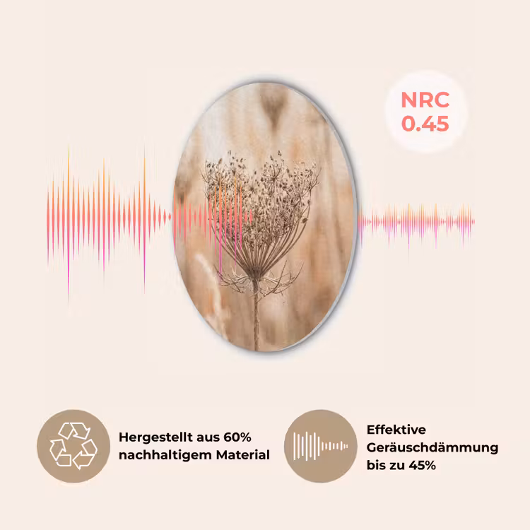 Schermbloem - Droogbloem - Winter - Beige - Minimalistisch Akoestische PET Vilt - Rond klein -USP_DE