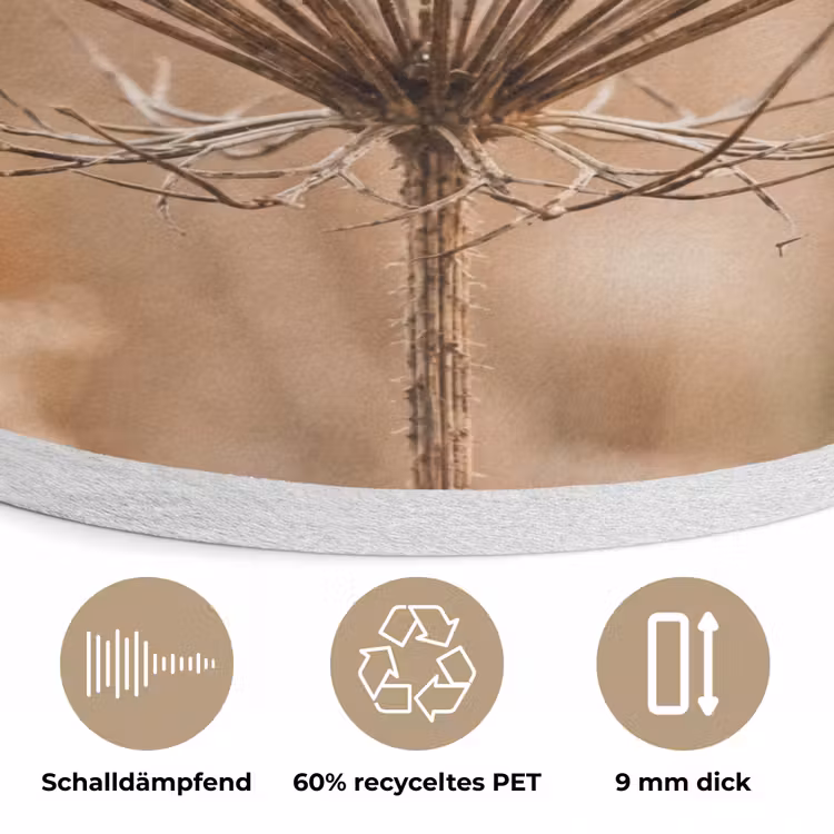 Schermbloem - Droogbloem - Winter - Beige - Minimalistisch Akoestische PET Vilt - Rond klein -closeup_DE