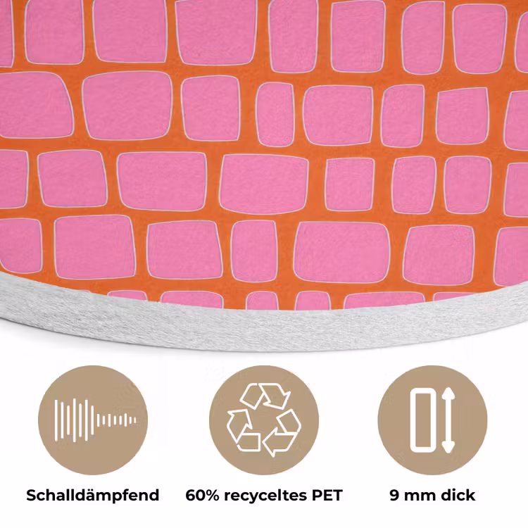 Organisch - Raster - Roze Akoestische PET Vilt - Rond klein 838 -closeup_DE