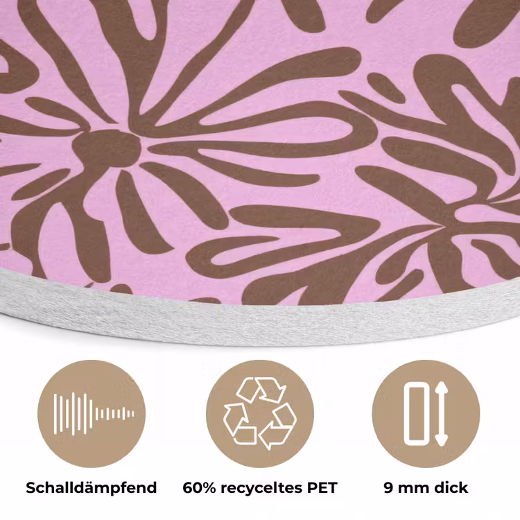 Organisch - Patroon - Roze Akoestische PET Vilt - Rond klein 838 -closeup_DE