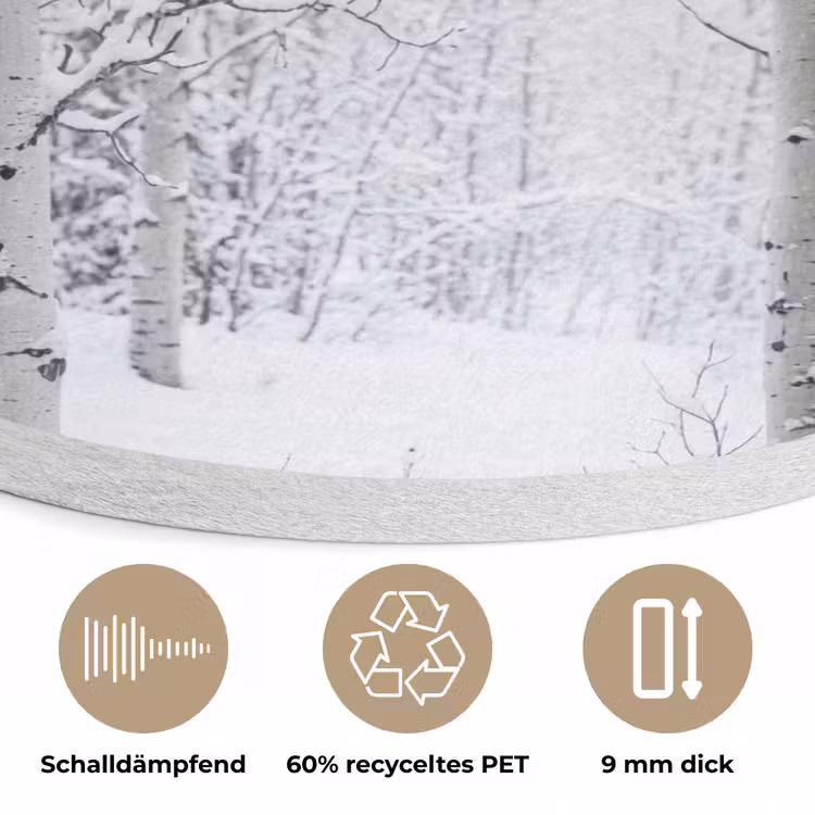 Berkenbomen - Sneeuw - Winter - Bos - Wit Akoestische PET Vilt - Rond klein -closeup_DE