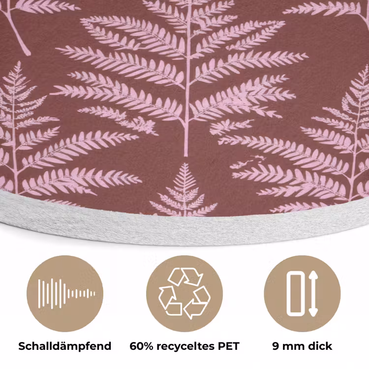 Blad - Patroon - Paars Akoestische PET Vilt - Rond klein 838 -closeup_DE