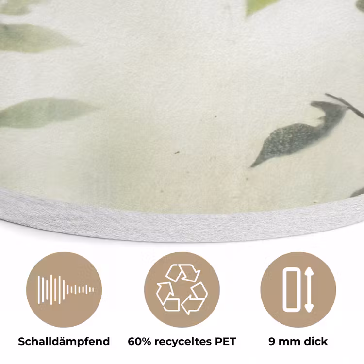 Blad - Schaduw - Natuur - Abstract - Groen Akoestische PET Vilt - Rond klein -closeup_DE