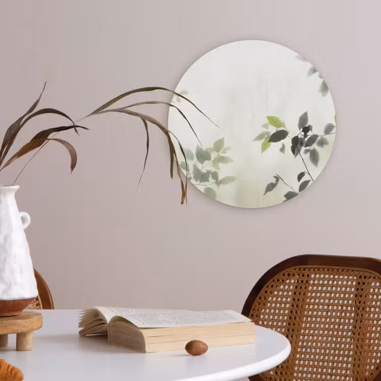 Blad - Schaduw - Natuur - Abstract - Groen Akoestische PET Vilt - Rond klein -sfeer3