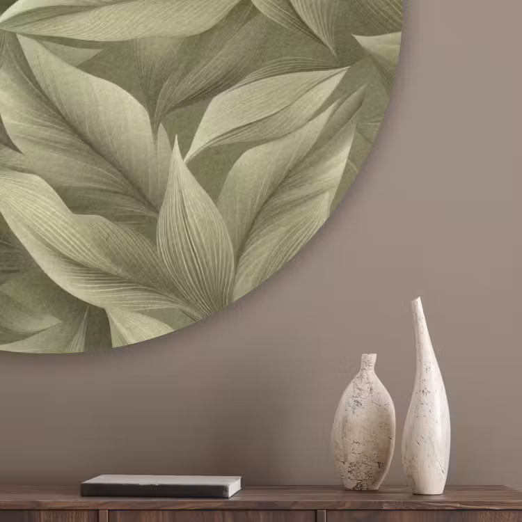 Bladeren - Modern - Groen Akoestische PET Vilt - Rond klein 838 -sfeer5_closeup