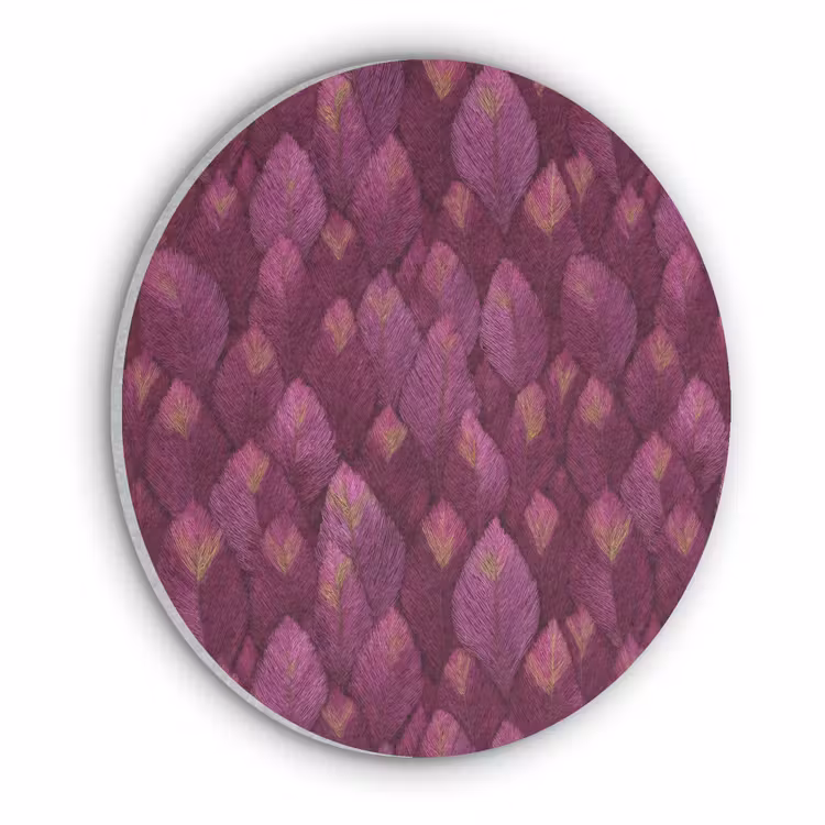 Bladeren - Patroon - Burgundy Akoestische PET Vilt - Rond klein 838 -3d