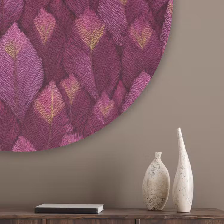 Bladeren - Patroon - Burgundy Akoestische PET Vilt - Rond klein 838 -sfeer5_closeup