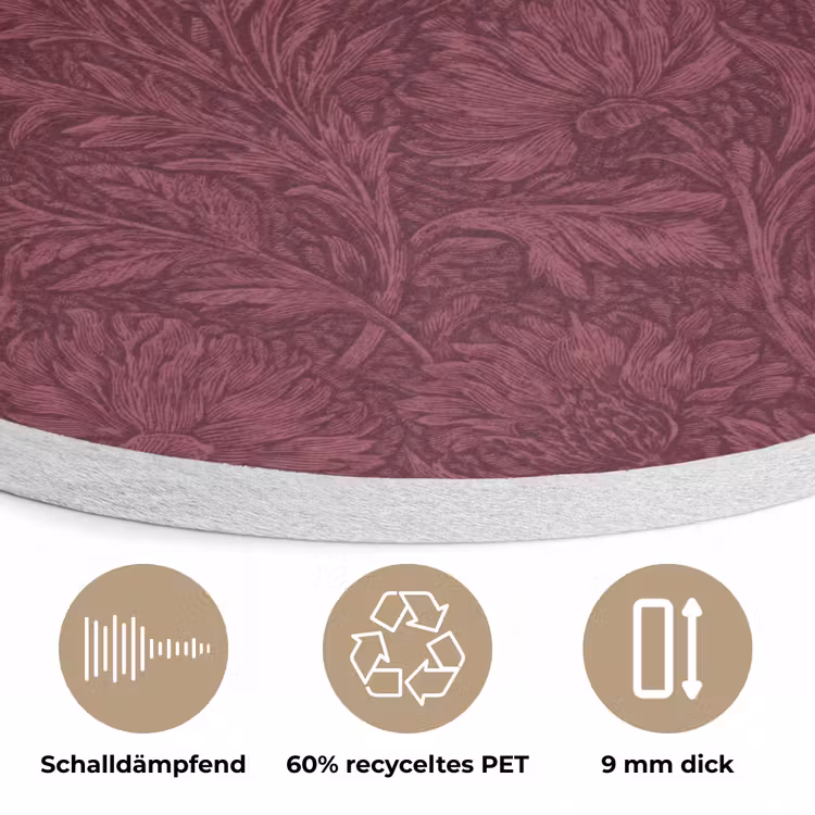 Bladeren - Patroon - Paars Akoestische PET Vilt - Rond klein 838 -closeup_DE