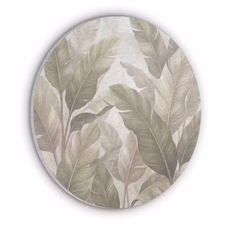 Bladeren - Tropisch - Natuur - Abstract - Beige Akoestische PET Vilt - Rond klein -3d