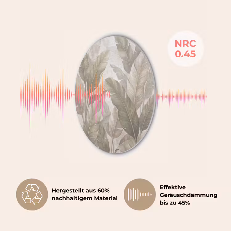 Bladeren - Tropisch - Natuur - Abstract - Beige Akoestische PET Vilt - Rond klein -USP_DE