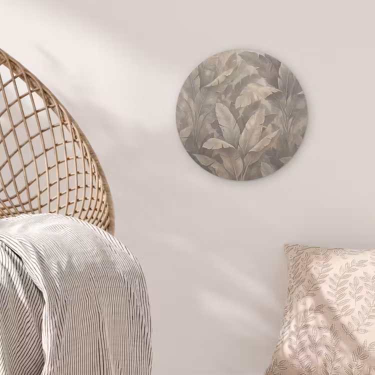 Bladeren - Tropisch - Natuur - Modern - Beige Akoestische PET Vilt - Rond klein -sfeer4