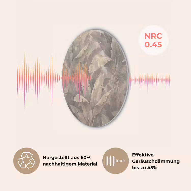 Bladeren - Tropisch - Natuur - Modern - Beige Akoestische PET Vilt - Rond klein -USP_DE