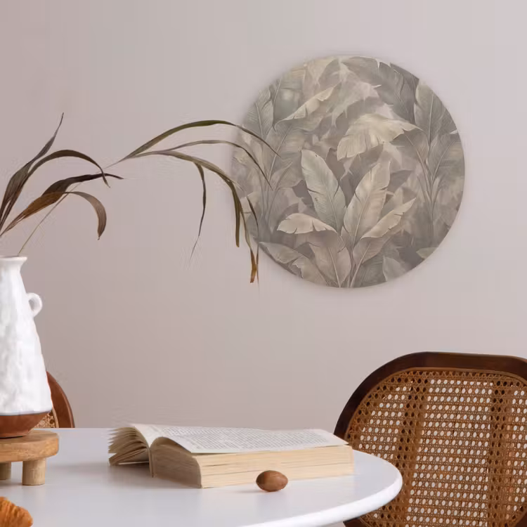 Bladeren - Tropisch - Natuur - Modern - Beige Akoestische PET Vilt - Rond klein -sfeer3