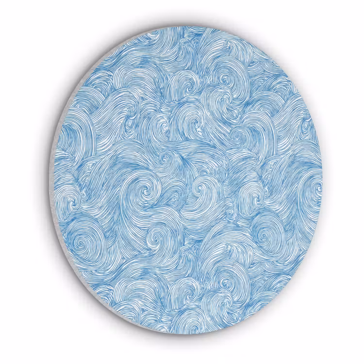 Blauw - Wit - Spiraal - Golven - Lijnen Akoestische PET Vilt - Rond klein 838 -3d