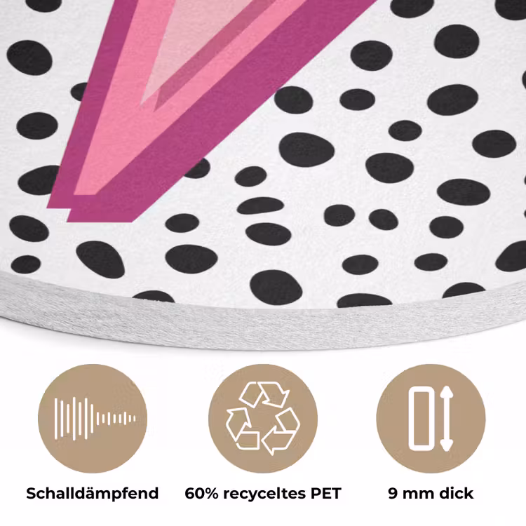 Bliksem - Roze - Stippen Akoestische PET Vilt - Rond klein -closeup_DE