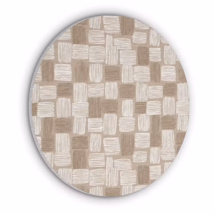 Blok - Patroon - Bruin Akoestische PET Vilt - Rond klein 838 -3d