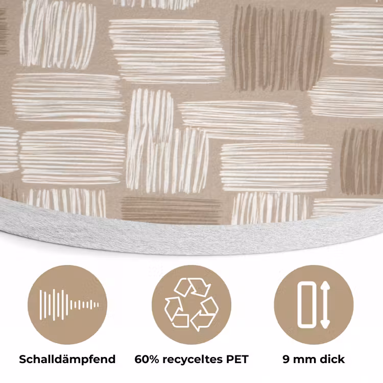 Blok - Patroon - Bruin Akoestische PET Vilt - Rond klein 838 -closeup_DE