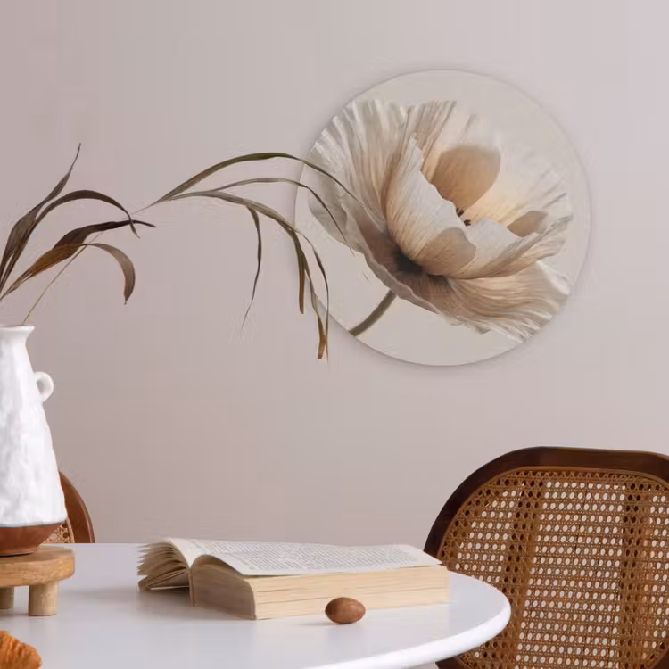 Bloem - Beige - Crème Akoestische PET Vilt - Rond klein -sfeer3