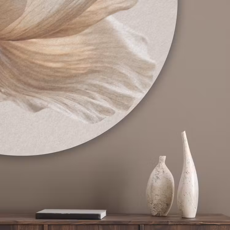 Bloem - Beige - Crème Akoestische PET Vilt - Rond klein -sfeer5_closeup