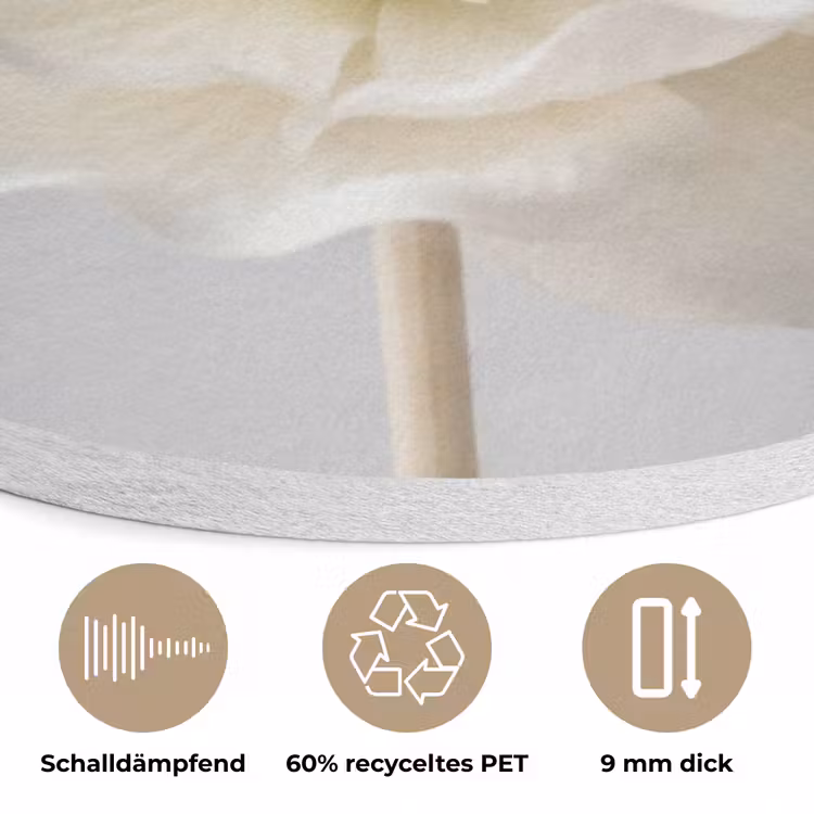 Bloem - Minimalistisch -Wit Akoestische PET Vilt - Rond klein -closeup_DE