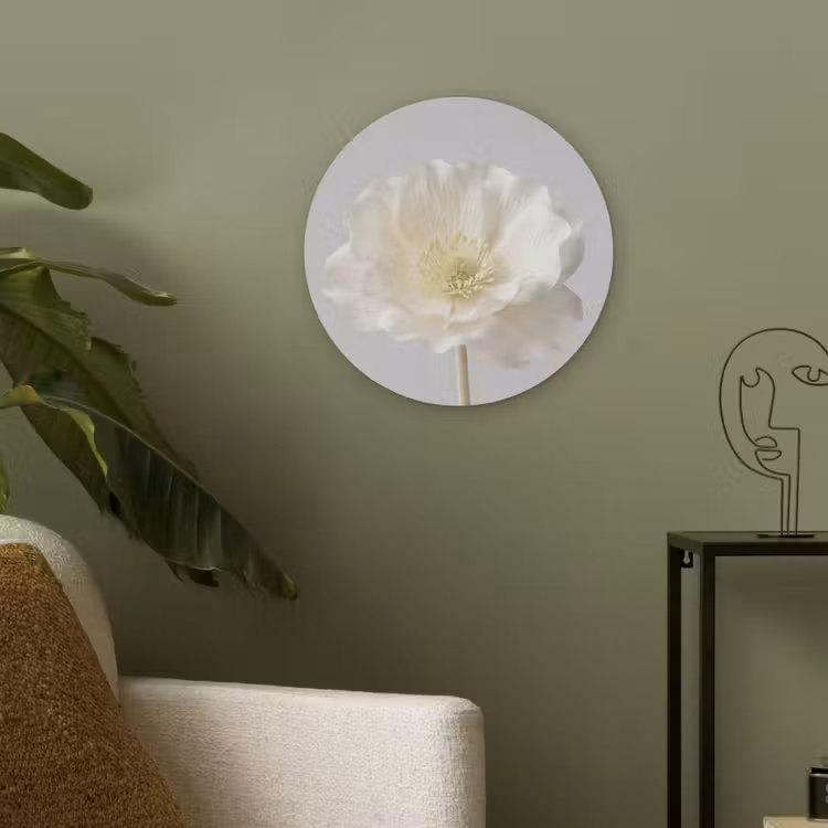 Bloem - Minimalistisch -Wit Akoestische PET Vilt - Rond klein -sfeer2