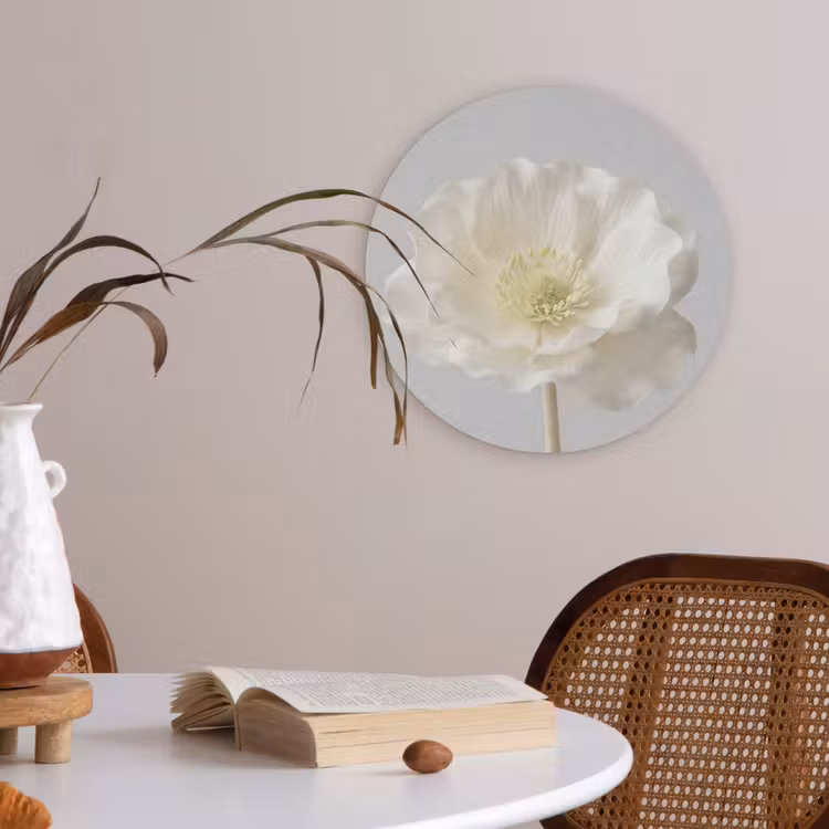 Bloem - Minimalistisch -Wit Akoestische PET Vilt - Rond klein -sfeer3