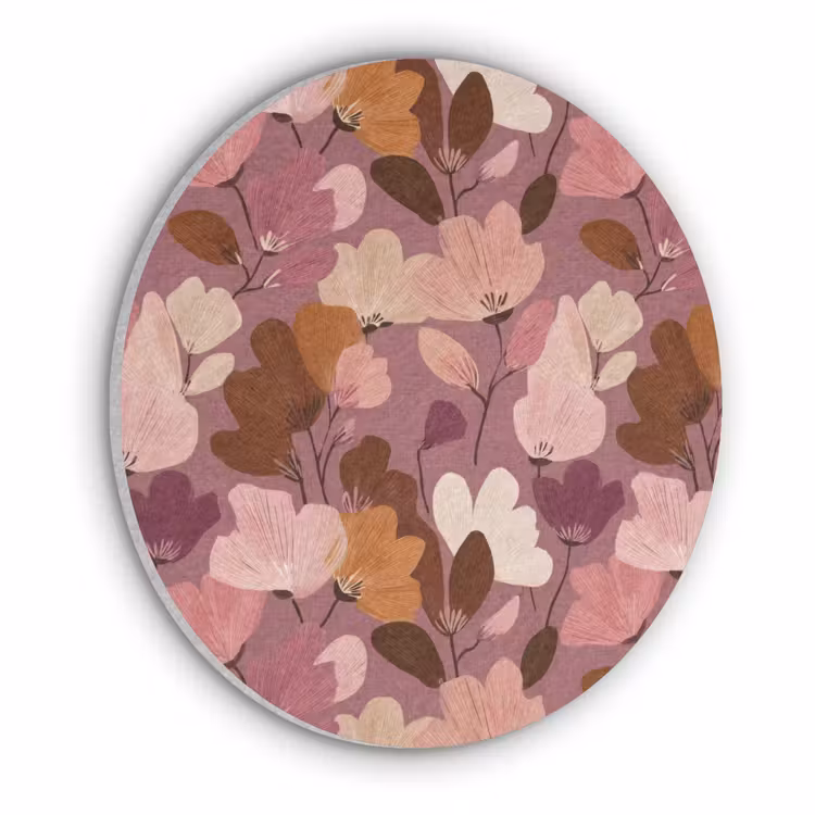 Bloem - Patroon - Roze Akoestische PET Vilt - Rond klein 838 -3d