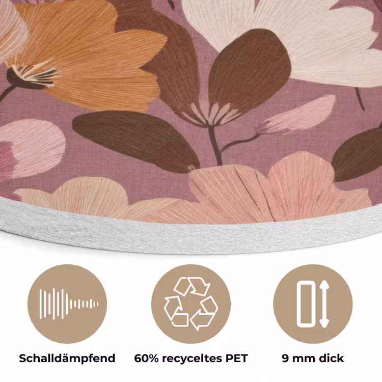Bloem - Patroon - Roze Akoestische PET Vilt - Rond klein 838 -closeup_DE
