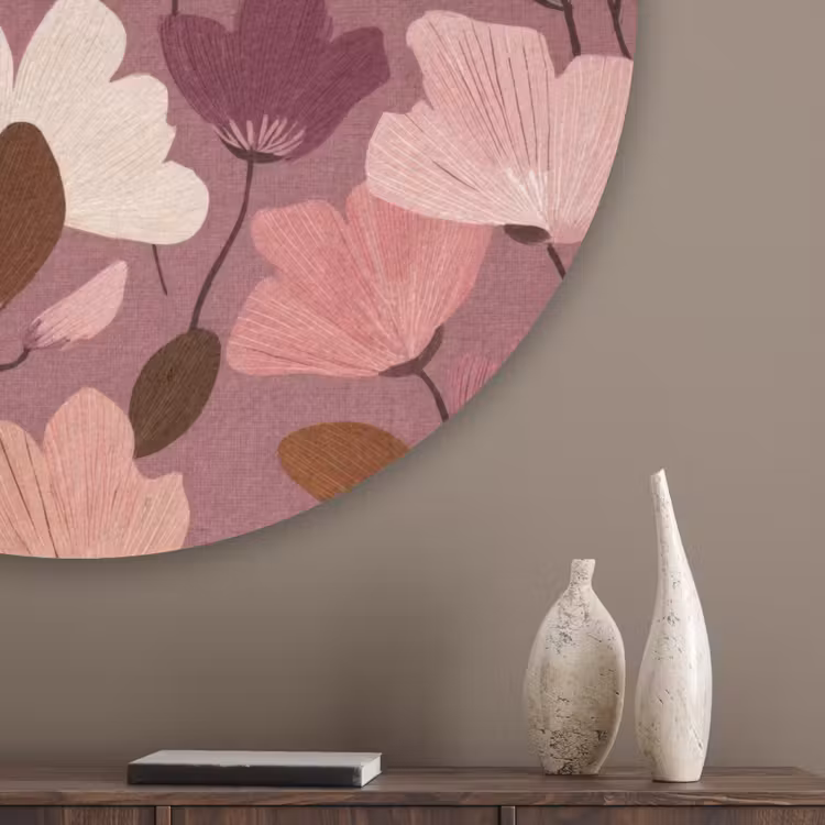 Bloem - Patroon - Roze Akoestische PET Vilt - Rond klein 838 -sfeer5_closeup