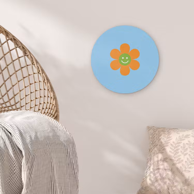Bloem - Smiley - Kleurrijk Akoestische PET Vilt - Rond klein -sfeer4