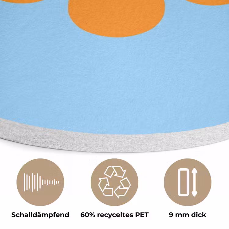 Bloem - Smiley - Kleurrijk Akoestische PET Vilt - Rond klein -closeup_DE