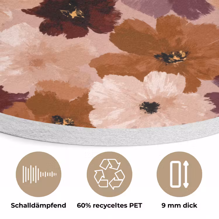 Bloemen - Abstract - Aardetinten Akoestische PET Vilt - Rond klein 838 -closeup_DE