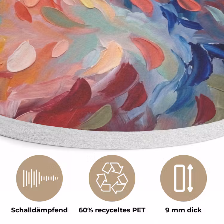 Bloemen - Abstract - Kunst - Modern Akoestische PET Vilt - Rond klein -closeup_DE