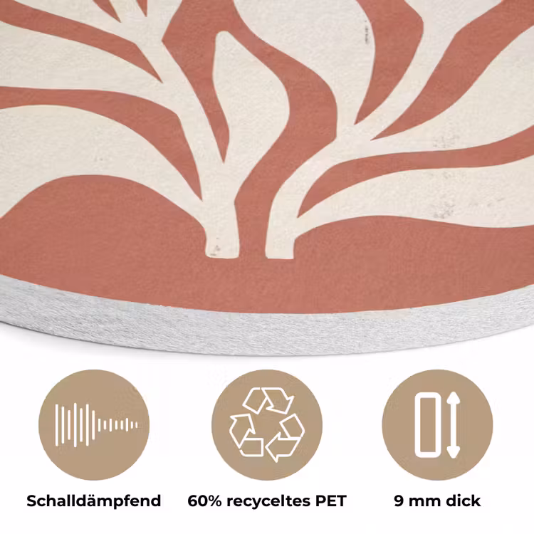 Bloemen - Abstract - Modern - Beige - Natuur Akoestische PET Vilt - Rond klein -closeup_DE