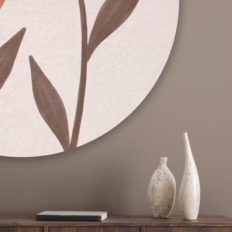 Bloemen - Abstract - Modern - Bruin - Decoratief Akoestische PET Vilt - Rond klein -sfeer5_closeup