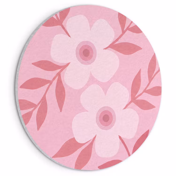 Bloemen - Abstract - Modern - Roze - Natuur Akoestische PET Vilt - Rond klein -3d