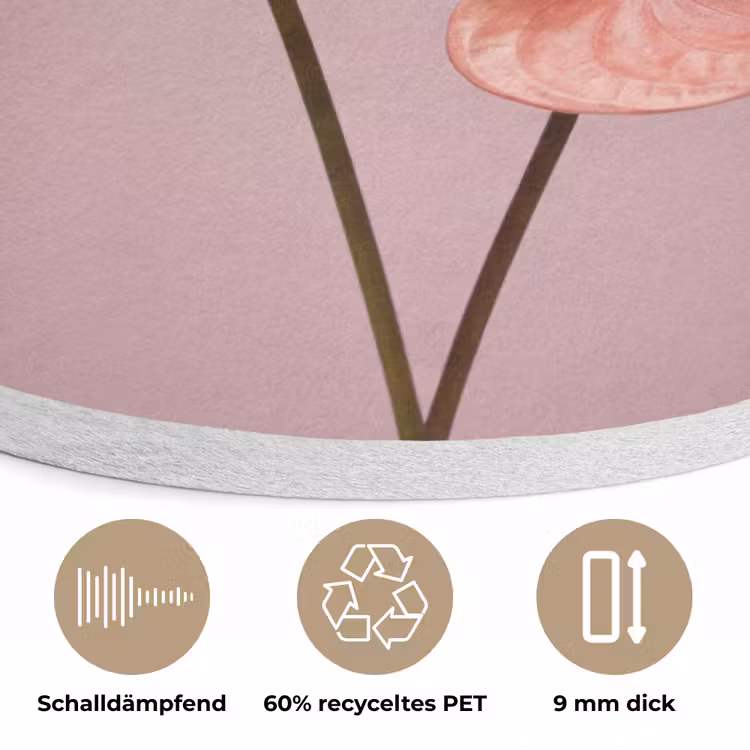 Bloemen - Anthuriums - Geel - Roze Akoestische PET Vilt - Rond klein -closeup_DE
