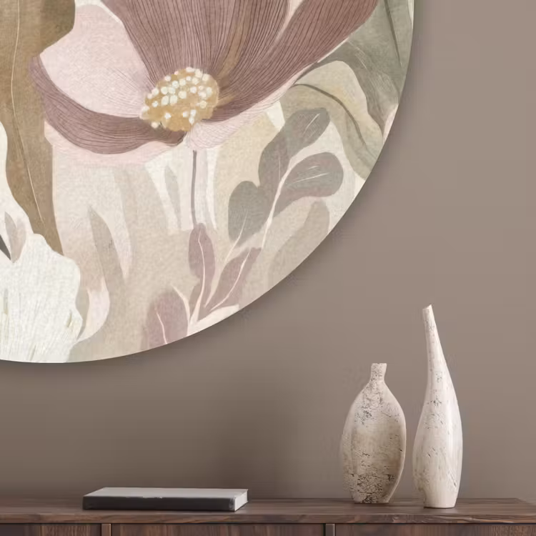 Bloemen - Aquarel - Kleurrijk Akoestische PET Vilt - Rond klein 838 -sfeer5_closeup