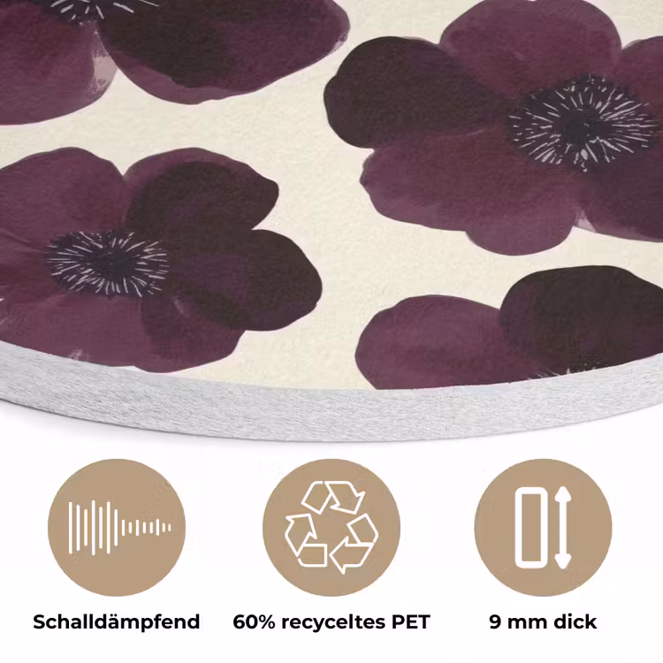 Bloemen - Aquarel - Paars Akoestische PET Vilt - Rond klein 838 -closeup_DE