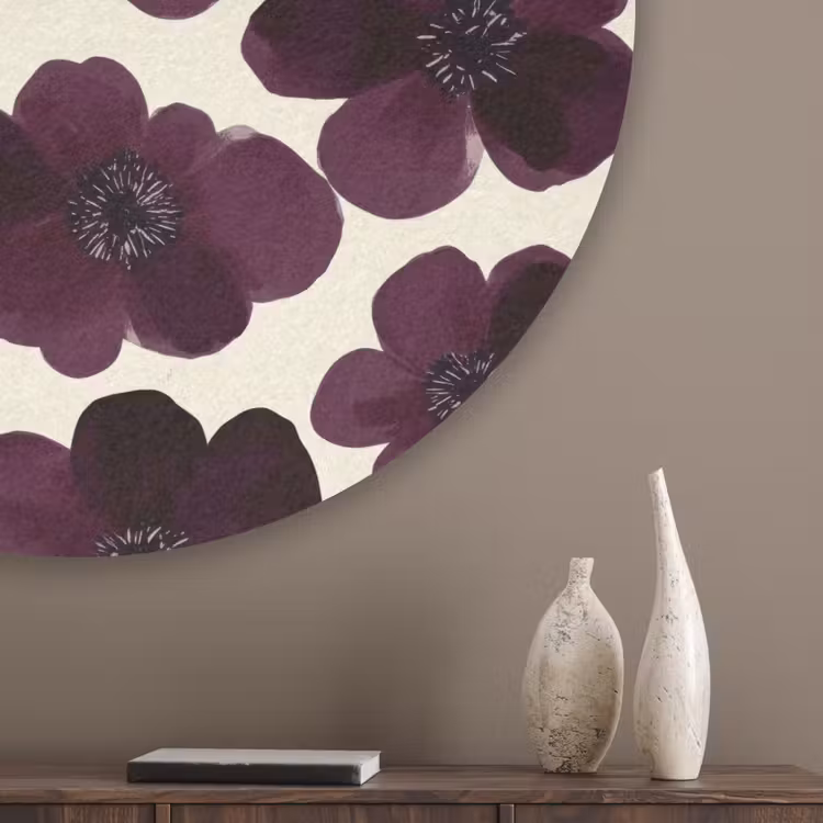 Bloemen - Aquarel - Paars Akoestische PET Vilt - Rond klein 838 -sfeer5_closeup