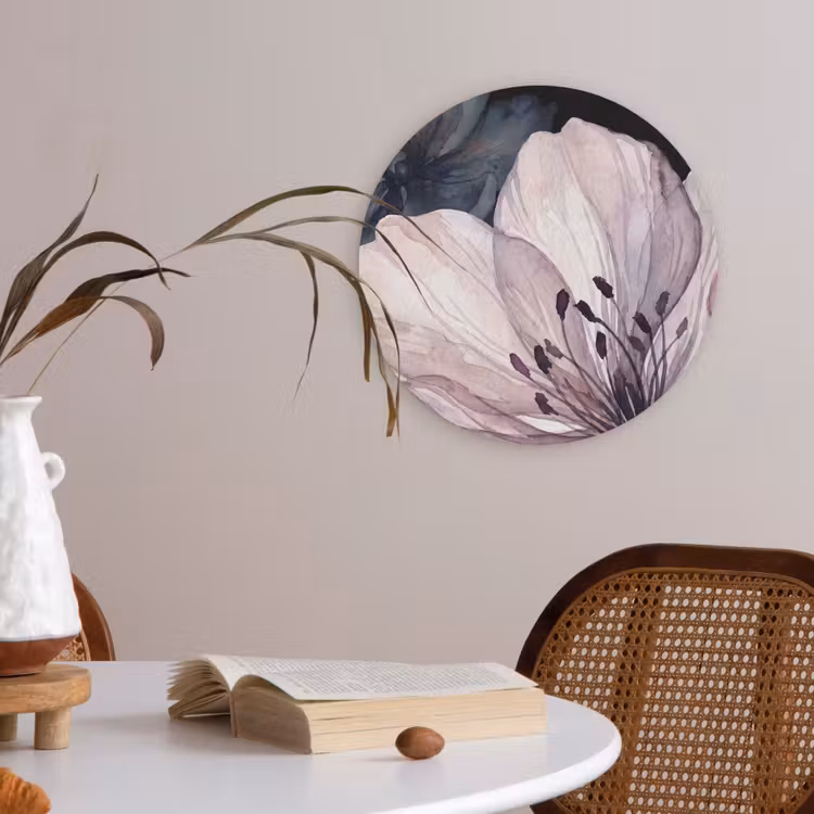 Bloemen - Aquarel - Modern - Roze - Donker Akoestische PET Vilt - Rond klein -sfeer3