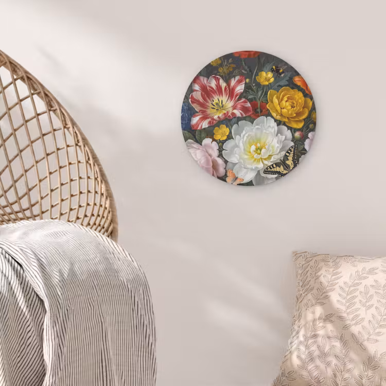 Bloemen - Boeket - Klassiek - Kleurrijk - Natuur Akoestische PET Vilt - Rond klein -sfeer4