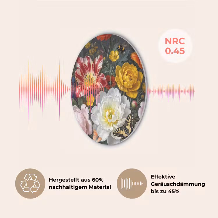 Bloemen - Boeket - Klassiek - Kleurrijk - Natuur Akoestische PET Vilt - Rond klein -USP_DE