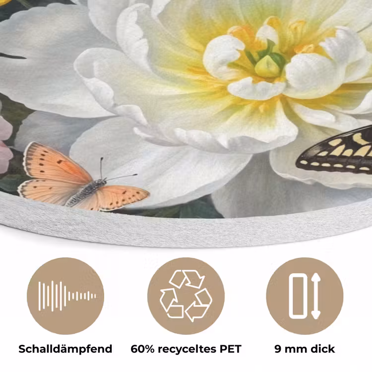 Bloemen - Boeket - Klassiek - Kleurrijk - Natuur Akoestische PET Vilt - Rond klein -closeup_DE