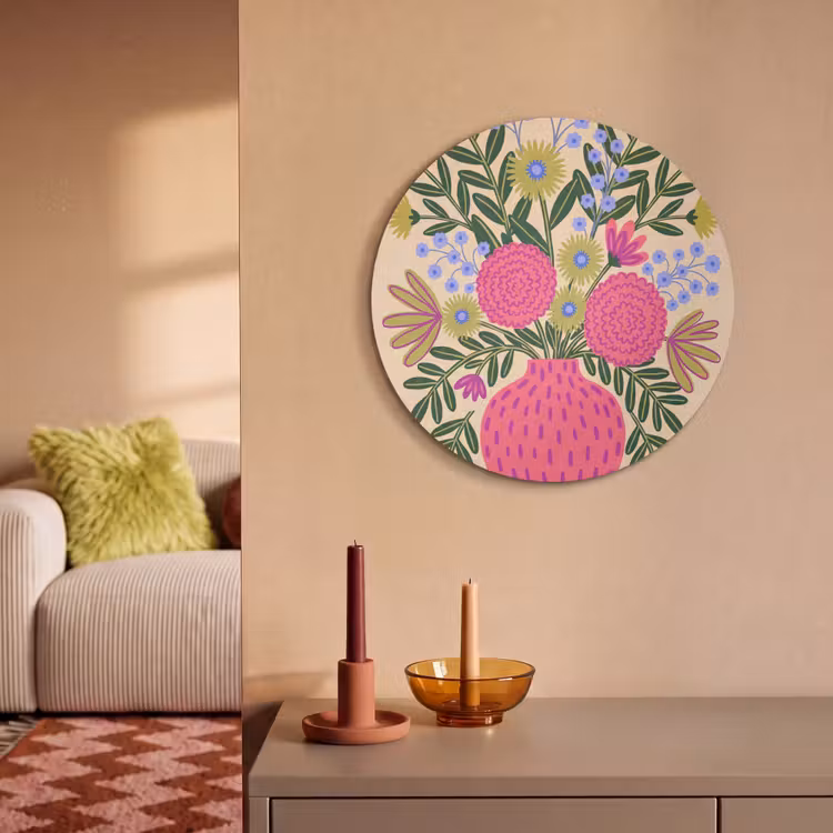 Bloemen - Boeket - Natuur - Abstract - Roze Akoestische PET Vilt - Rond klein -sfeer1