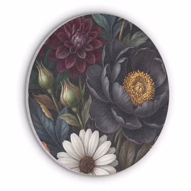 Bloemen - Boeket - Natuur - Klassiek - Weelderig Akoestische PET Vilt - Rond klein -3d