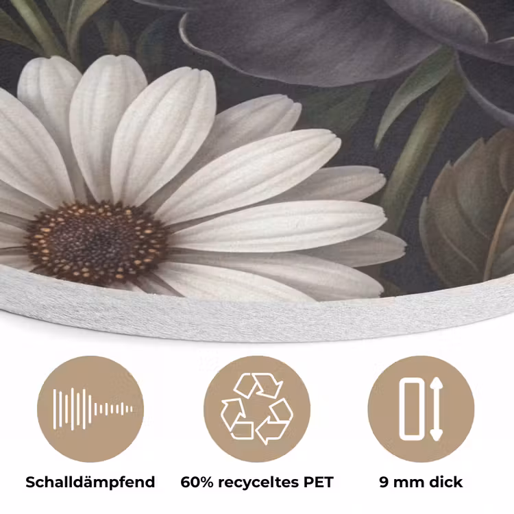 Bloemen - Boeket - Natuur - Klassiek - Weelderig Akoestische PET Vilt - Rond klein -closeup_DE