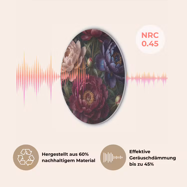 Bloemen - Boeket - Natuur - Modern - Donker Akoestische PET Vilt - Rond klein -USP_DE