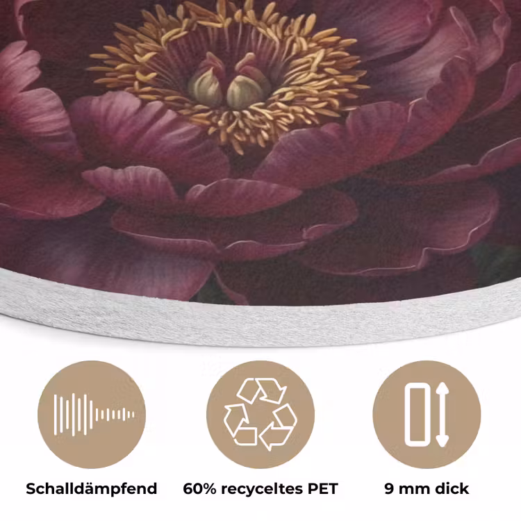 Bloemen - Boeket - Natuur - Modern - Donker Akoestische PET Vilt - Rond klein -closeup_DE